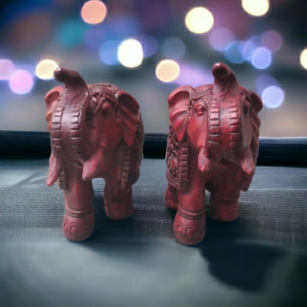 Pcs Premium Set of 2 Resin Elephant Statues, Animal Figurines Decorative Showpieces for Home Decor | Table & Gift Article,Animal Decorative Showpiece - 8x8 inch - Image 6