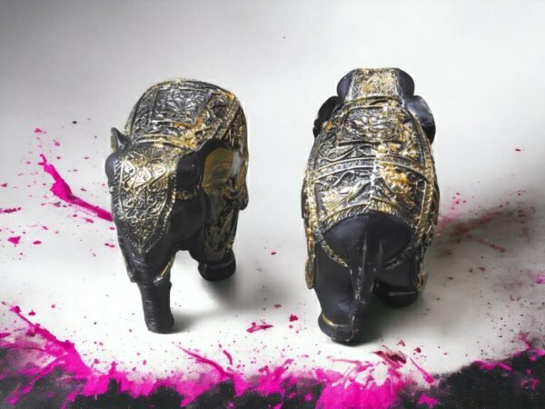 Pcs Premium Set of 2 Resin Elephant Statues, Animal Figurines Decorative Showpieces for Home Decor | Table & Gift Article,Animal Decorative Showpiece - 5x5 inch - Image 3
