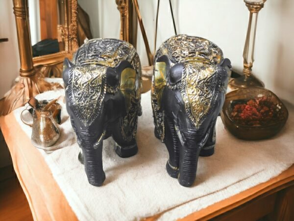 Pcs Premium Set of 2 Resin Elephant Statues, Animal Figurines Decorative Showpieces for Home Decor | Table & Gift Article,Animal Decorative Showpiece - 5x5 inch - Image 5