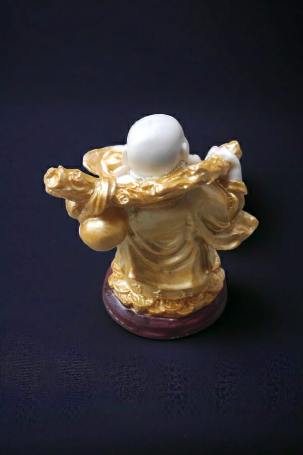 Pcs Handmade Poly Resin Feng Shui Lucky for Money, Success Laughing Buddha  with Coins Bundle 7 inch - Image 3