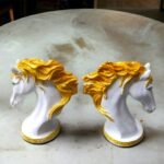 Pcs Resin Horse Head Sculpture Showpiece for Home Decor Feng shui Good Luck Figurine and Gift Items - 2 Pc