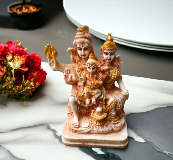 Polyresin Marble Shiv Parivar for Pooja Room I Home Temple Decoration Items I God Idols I Home Temple Decoration Items (Size : 4 x 6 Inch)