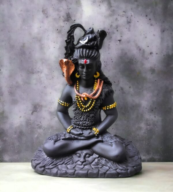 Pcs Black Lord Shiva Resin Statue for Home Decor Big Size idols Living Room Door Entrance Decoration Items Decorative Showpiece Figurine - 8 inch