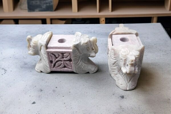 Pcs  Soapstone Gutka Small Elephant FACE Agarbatti Stand Incense Stick Burner for Pooja and Home Decor in PAIR-4 inch - Image 4