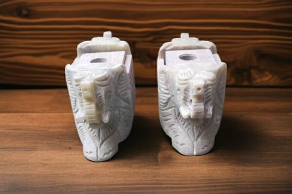 Pcs  Soapstone Gutka Small Elephant FACE Agarbatti Stand Incense Stick Burner for Pooja and Home Decor in PAIR-4 inch - Image 5