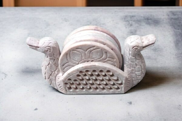 Pcs Soapstone marble coaster set in Duck Face Design ll Handmade Flower pattern Soapstone Tea and Coffee Coaster - Image 4