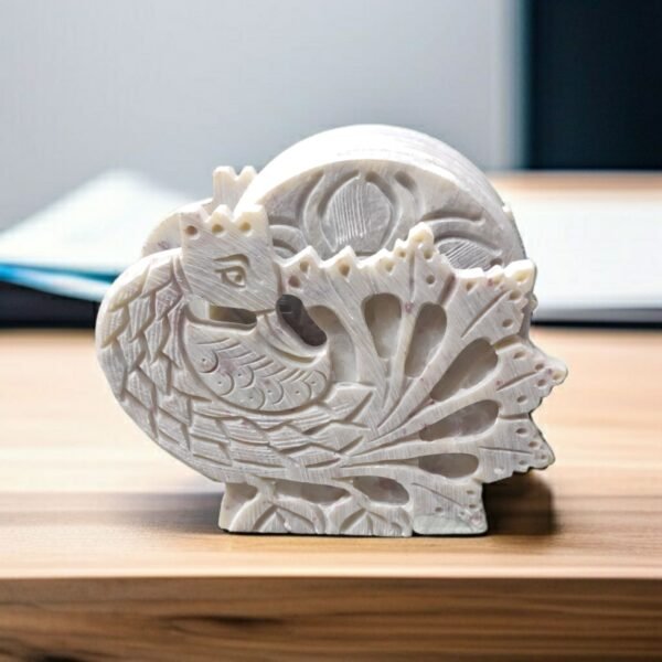 Pcs Soapstone marble coaster set in Peacock Face Design ll Handmade Flower pattern Soapstone Tea and Coffee Coaster