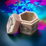 Pcs Handmade Soapstone Carwing inaly Elephant  Work Jewellery Box for Multi Purpose Use and Perfect Gift for Women and Girls-4x3x1.5 in - Hexagon