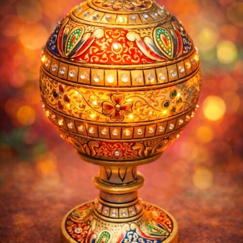 Handcrafted Marble Tea Light Candle Holder Lamp | Decorative Marble Handicrafts for Home Decor 8 inch